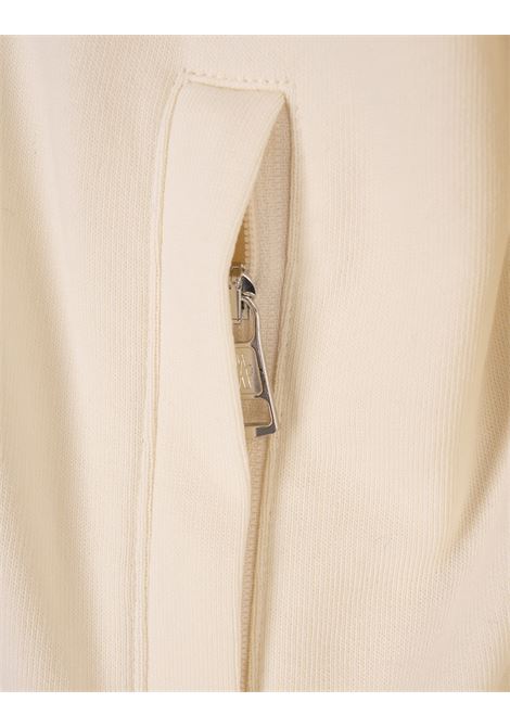 Felpa Full-Zip Bianca Con Bande a Contrasto e Patch Logo MONCLER | 091-8G00047 89AWU034